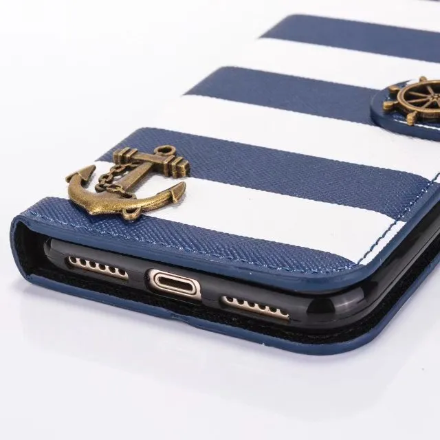 2018 Etui portefeuille en cuir pour iphone X Fashion Rainbow Case avec décoration Corsair titulaire de la carte Kickstand Étui de luxe fermeture magnétique