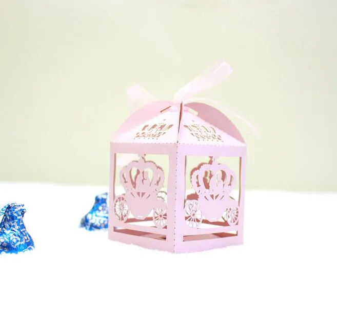 Laser Cut Hollow Float Candy Box Chocolates Boxes With Ribbon For Wedding Party Baby Shower Favor Gift