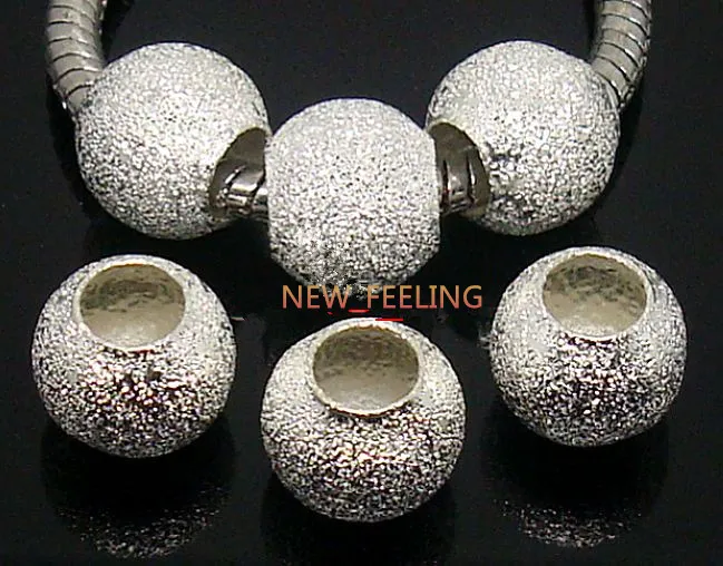 mixed Round Silver Aluminun Beads for Jewelry Making Loose Charms DIY Hole Beads for European Bracelet Wholesale in Bulk Low Price