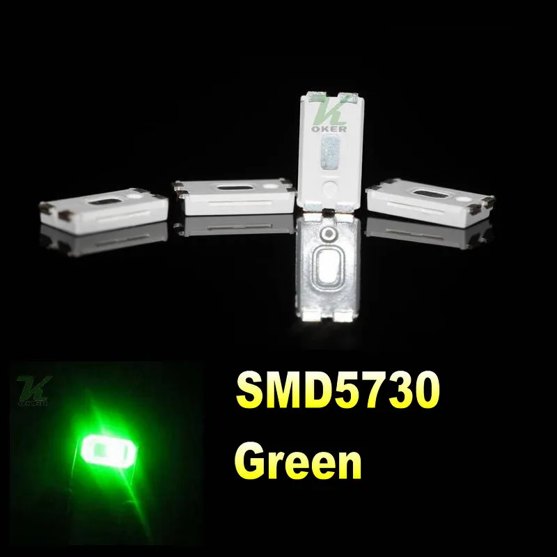 4000 stks / haspel 0.2W SMD 5730 5630 Jade Green LED-lampdioden Ultra Bright