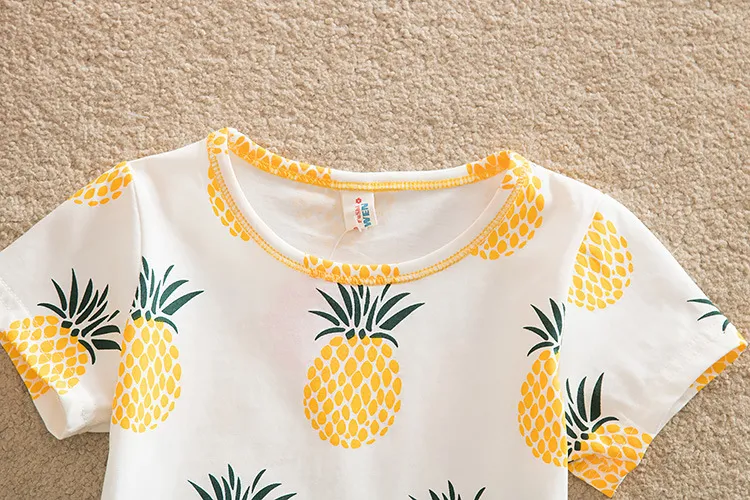 2016 neue sommer kinder volle zitrone t-shirt kurze hülse ananas gedruckt jungen mädchen baumwolle frucht t-shirt kinder baby kleidung größe 80-120 cm