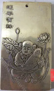 Cuivre blanc argent doré Qianlong Dieu de la richesse à cinq voies Fortune maison de ville riche développé