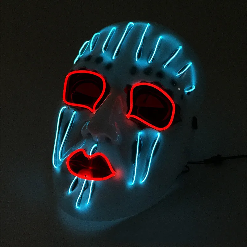 LED Maschere di Halloween EL Wire Glowing Mask Masquerade Festa di compleanno Carnevale Cosplay Maschere a pieno facciale Costumi di Halloween Regalo feste WX9-59