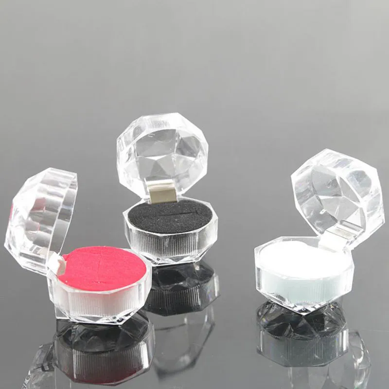 Rings Box Jewelry clear Acrylic jewellery Boxes wedding gift box ring stud dust plug box