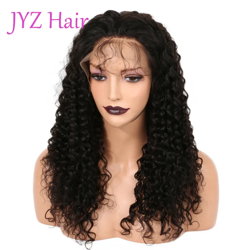 Glueless Full Lace Human Hair Wigs Kinky Curly Natural Color Peruvian Brazilian Malaysian Indian Mongolian Lace Front Wigs With Baby Hair