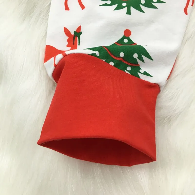 Todo o outono inverno recém-nascido da criança crianças manga longa conjunto árvore de natal do bebê meninos meninas roupas macacão topos calças chapéu 5716581