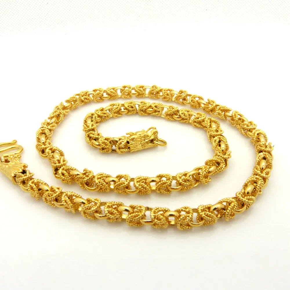 Hip Hop Style 24K Solid Gul Guldfyllda Kedjor Halsband Mens Tillbehör