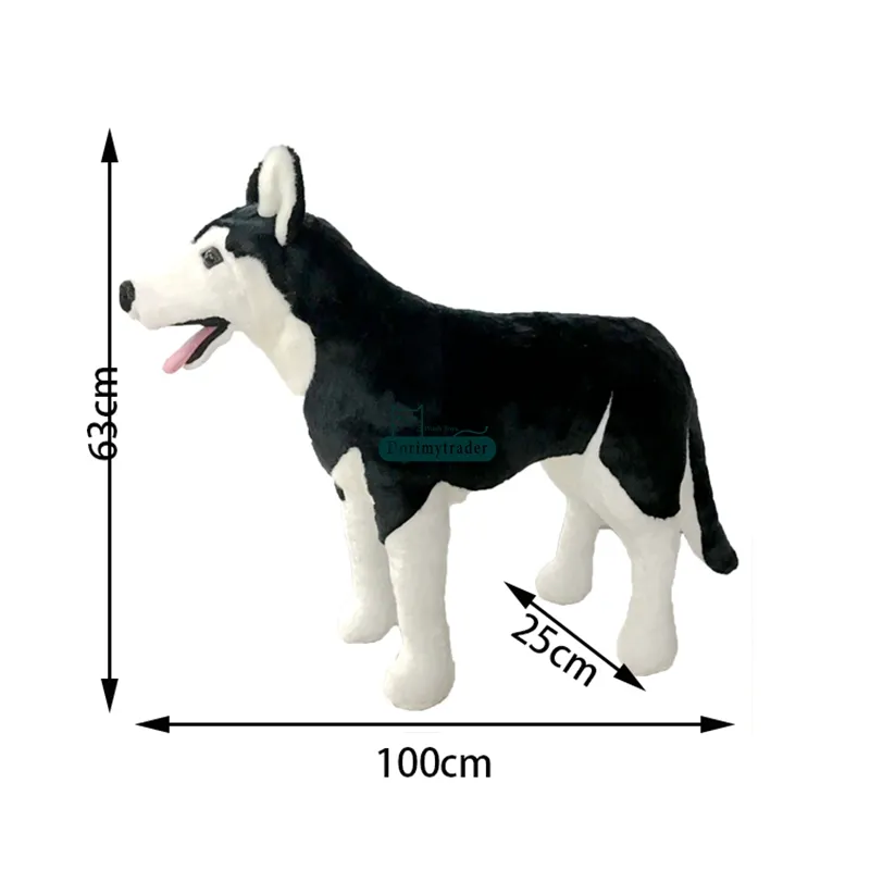 Dorimytrader Hot Giant Emulational Dog Plush Toy Stuffed Realistic Black Husky Doll Decoration Gifts for Children 39inch 100cm DY60975