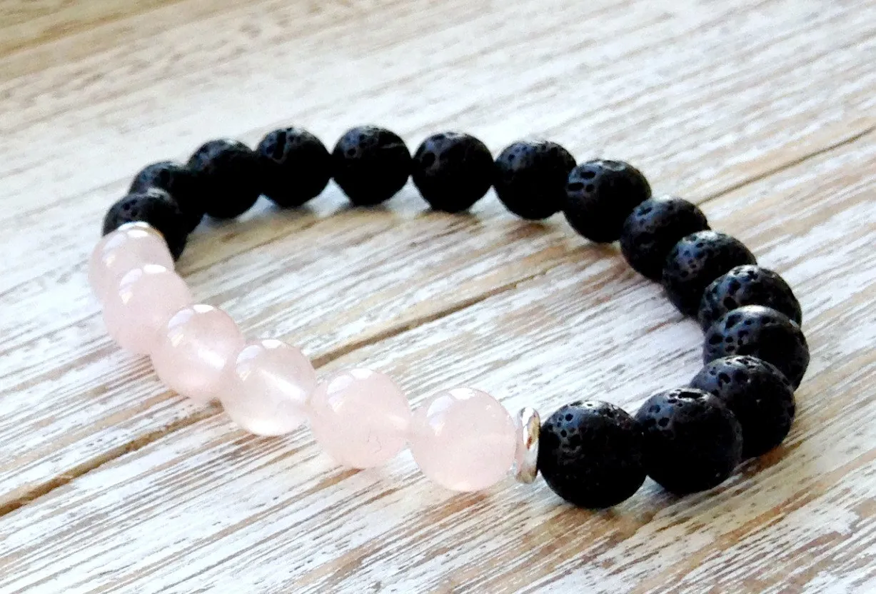 SN1061 Bracelet de Yoga en lave de Quartz Rose cristaux de guérison poignet Mala perles Chakra bijoux pierre naturelle Bracelet de Yoga pour femmes 341N