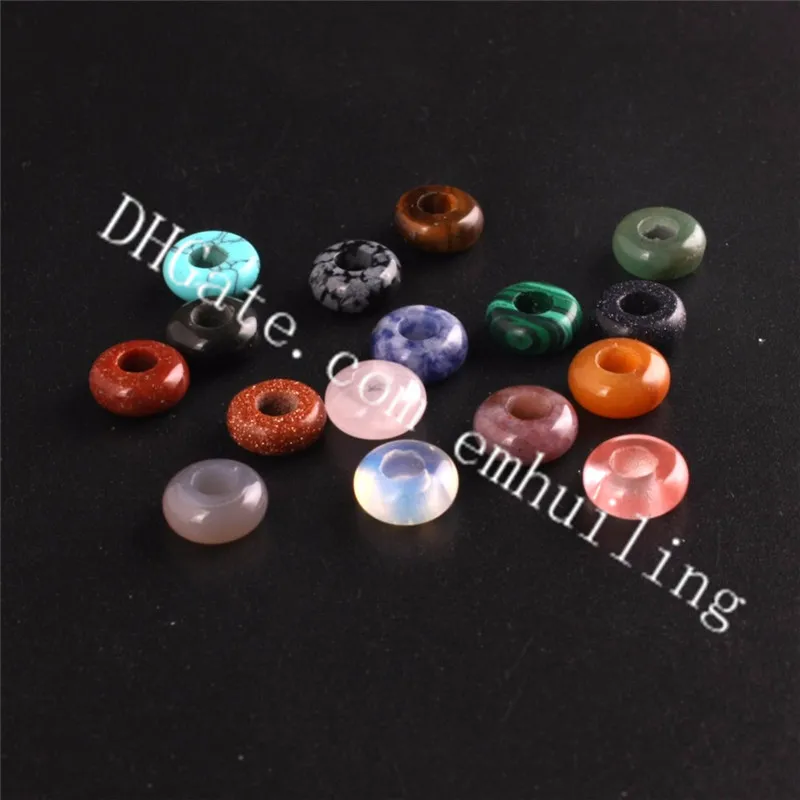 10*4mm Mixed Random Color Natural Mineral Rock Quartz Crystal Beads Charm Drilled Hole Stone Beads Loose Spacer Bead for DIY Jewelry Making