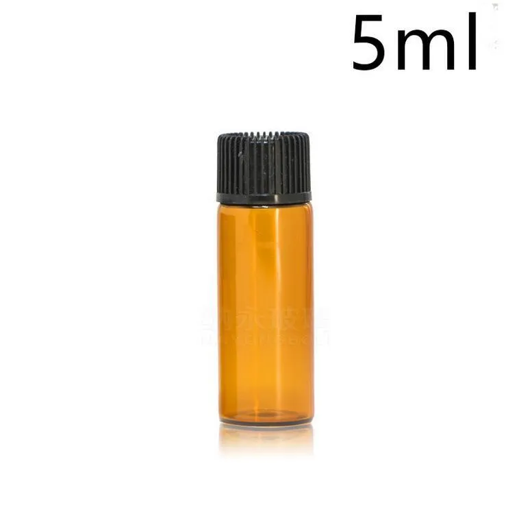 1 ml 2 ml 3 ml 5 ml Amber Damlalık Mini Cam Şişe Esansiyel Yağı Ekran Flakon Küçük Serum Parfüm Kahverengi Örnek konteyner
