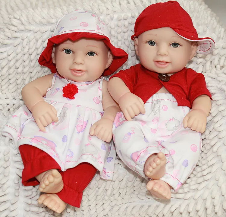 10 inch handgemaakte volledige lichaam siliconen vinyl pop reborn twins prinses meisje en jongen baby's met geschilderd haar kinderen kerst verjaardagscadeau