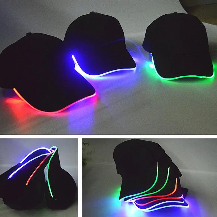 Uomo Donna LED sport Berretto da baseball Performer discoteca Hip hop eventi del partito Berretto da baseball night running led light up glow hat sunvisor 8colors