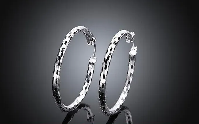 10 par / Biżuteria Wysokiej jakości poszycia 925 Sterling Silver Ear Hoop Kolczyki Prezenty Mody 40mm Snakeskin Hiperbole Big Ear Ring