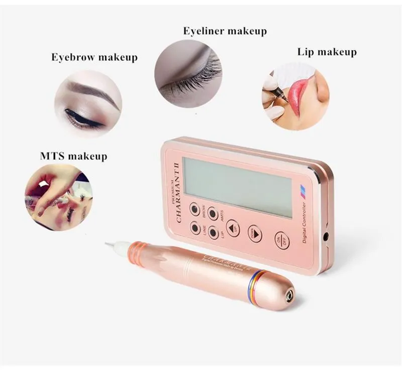 Korean Semipermanent Makeup Tattoo Machine Electric Eyebrow Charmant II för blekning av läppar Derma Pen Needle Tools1099252