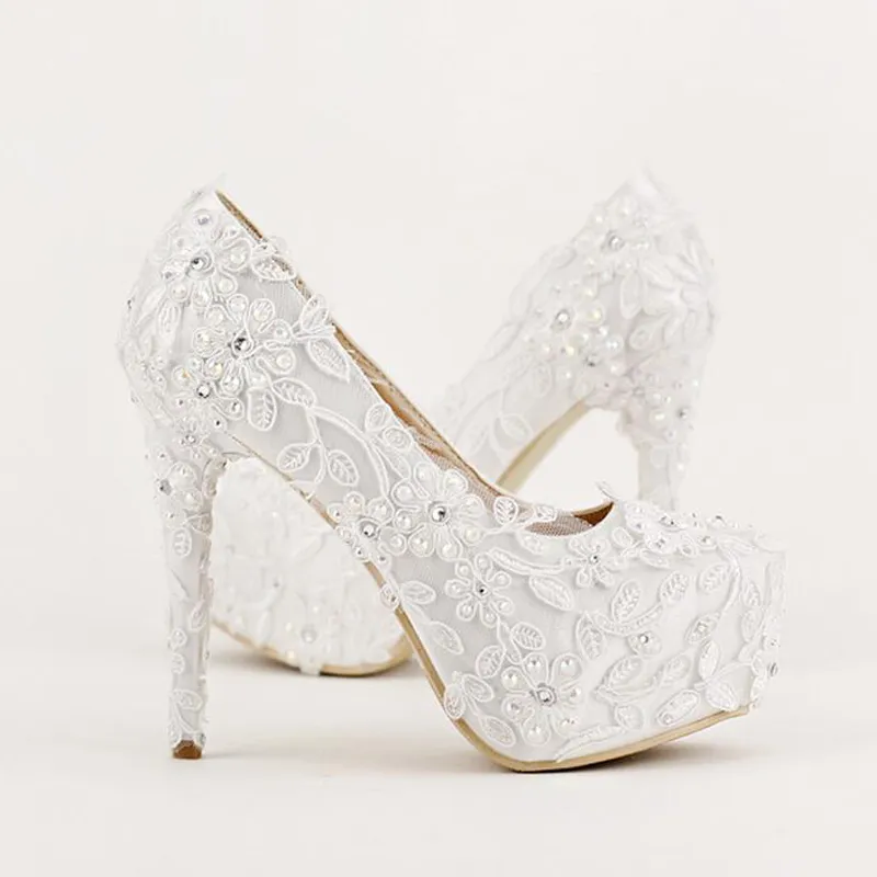 Chaussures de mariée avec nœuds en ruban blanc doux, chaussures à plateforme à talons hauts avec chaussures de mariage à talons aiguilles, chaussures en satin confortables faites à la main pour femmes