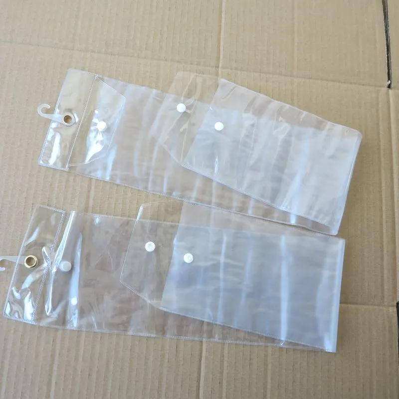 PVC Plastic package Bags Packing Bags with Pothhook 12-26inch for Packing hair wefts Human Hair Extensions Button Closure