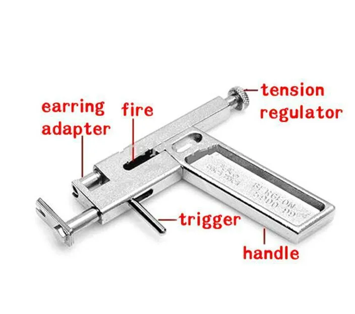 Профессиональный пистолет для пирсинга носа и ушей, набор инструментов, 98 шт., стальные шпильки для пирсинга ушей, железный костюм3360017