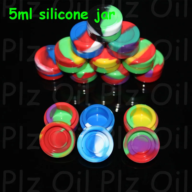 wholesale Wax bho Containers 5ml Silicone container Non-stick food grade jars dab storage jar oil holder free DHL