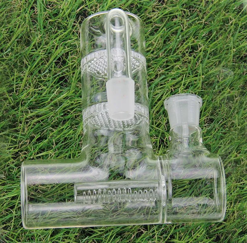 Big Size Glass Ash Catcher voor Glass Water Pipes Reclaim Ash Catcher Lacunaris Inline Twee Honingraten Ashcatcher in 14 mm of 18 mm