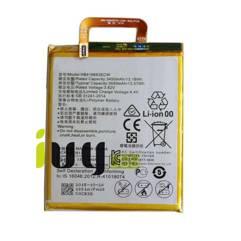 100шт/много оригинальных 3550mAh HB416683ECW замена батареи для Huawei восходит Гугл Нексус 6р H1511 H1512 батареи аккумулятор Batteria