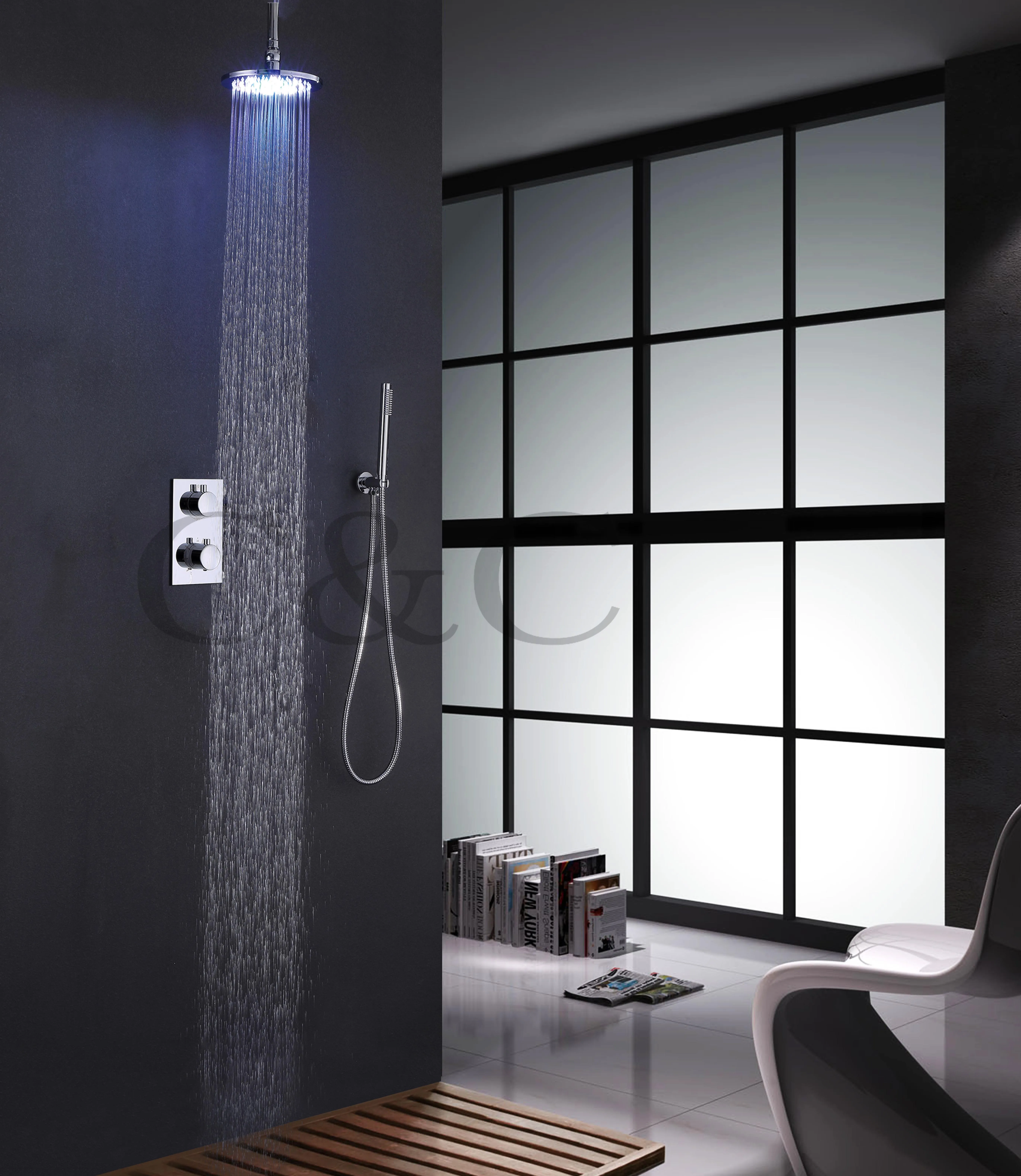 Chrome Thermostatic Shower Diverter Leaking Set Solid Brass, Ceil