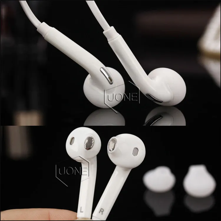 S6 S7 Auricolari Auricolari J5 Cuffie Auricolari Auricolare Jack In Ear cablato con controllo del volume del microfono 3,5 mm Bianco Senza RetailBox