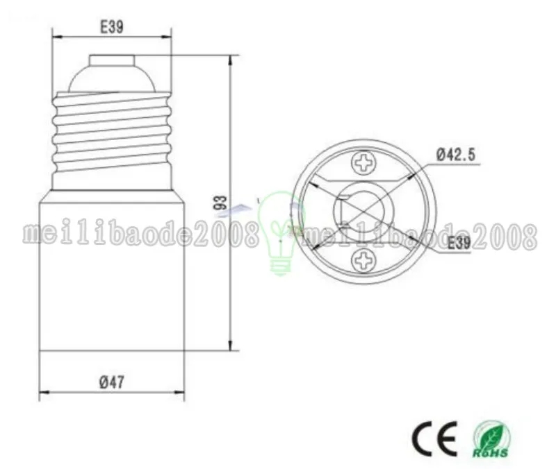 Lamphouder CTO E39 Houderadapter Extend Extension Base Flame Retardant PBT CE RoHS Lamp Base E39 naar E39 Converter Myy