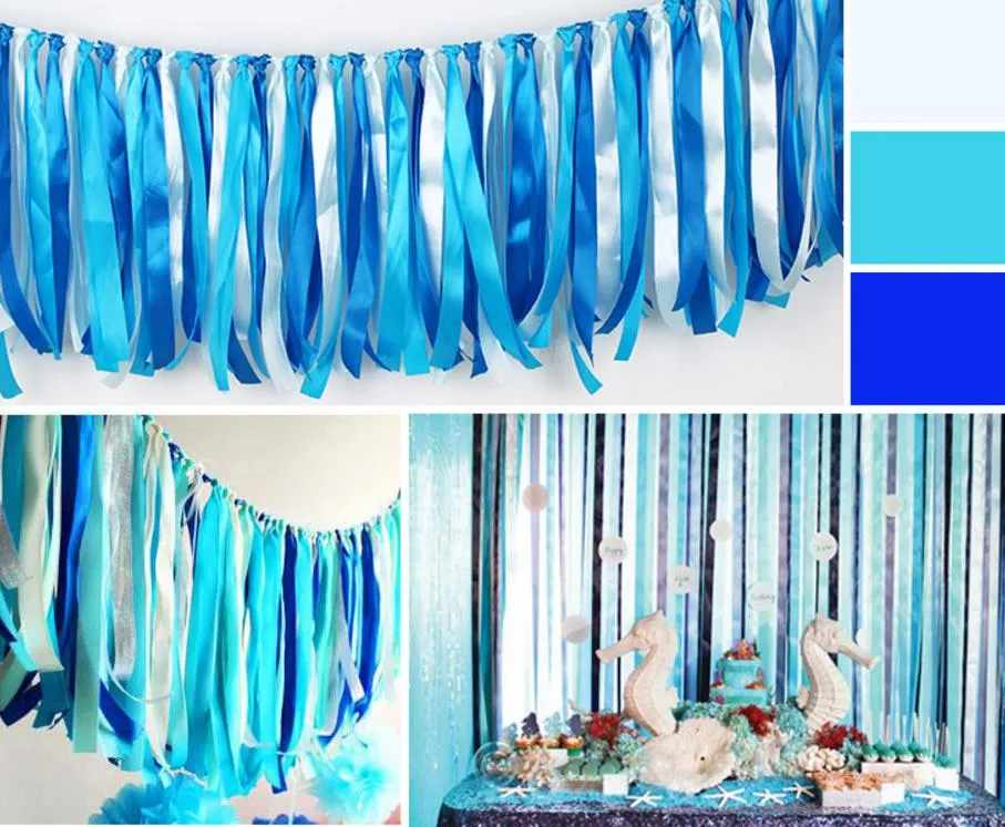 39,3 pouces décoration de bannière de mariage ruban de satin guirlande de gland décor de fête d'anniversaire arc-en-ciel coloré accessoires de noël festifs fournitures