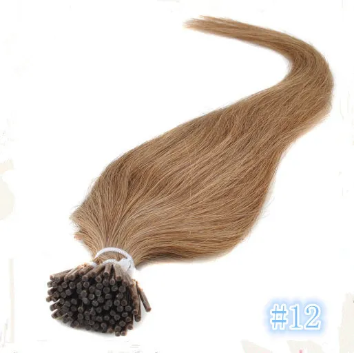 7A grado 100 g / pack queratina italiana Incimo extensiones de cabello palo 16 "-26" 100% cabello humano # 12 marrón claro envío gratis