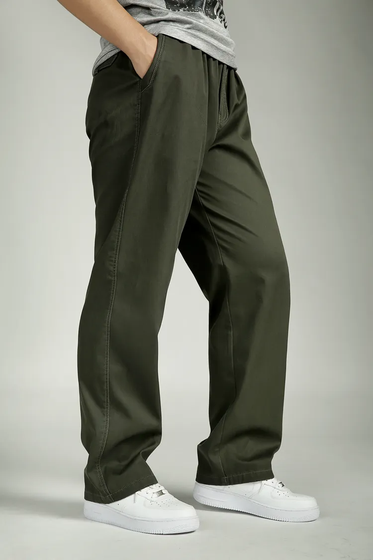 Plus la taille Hip Hop vêtements pleine longueur Relexed nouveau pantalon ample mode décontractée gros gros hommes Cargo pantalon mâle confortable coton homme 239O