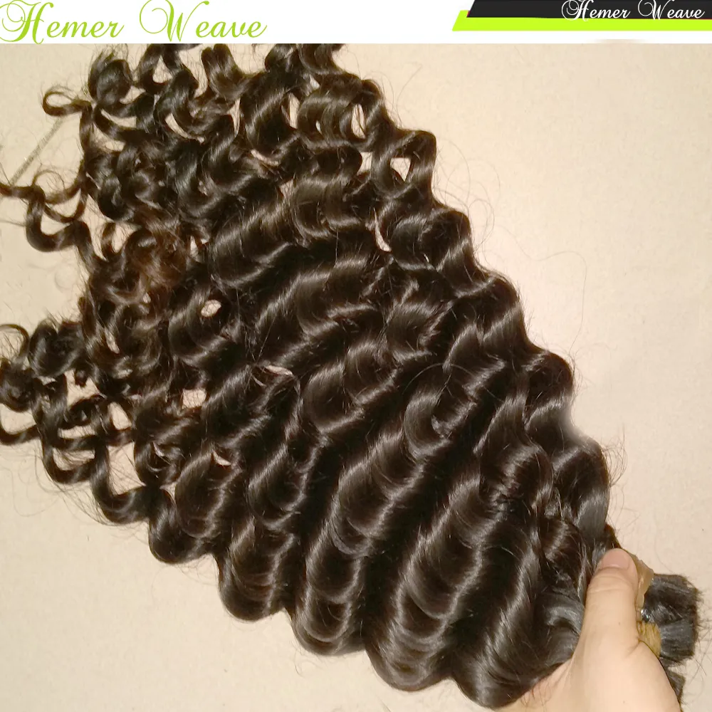 Capelli intrecciati all'uncinetto Nessuna trama 100 capelli umani malesi vergini 300 glot Fasci spessi Cucitura completa in onda profonda ricci3570544