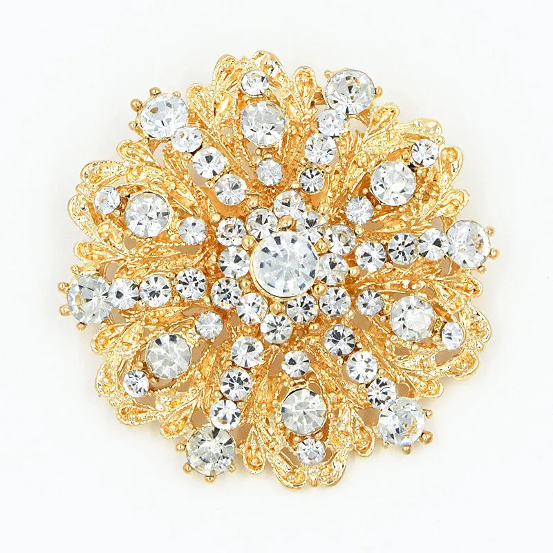 Vintage Mode Hot Selling Prachtige Diamante Bloem Broche Bruiloft Bruids Kostuum Pins Broaches Elegant Gift Pins Top Quality Hot Selling