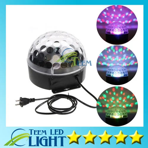 Epacket Free shipping new arrival Voice-activated RGB LED Crystal Magic Ball laser DJ party Stage Lighting bulb Effect mini stage light lamp