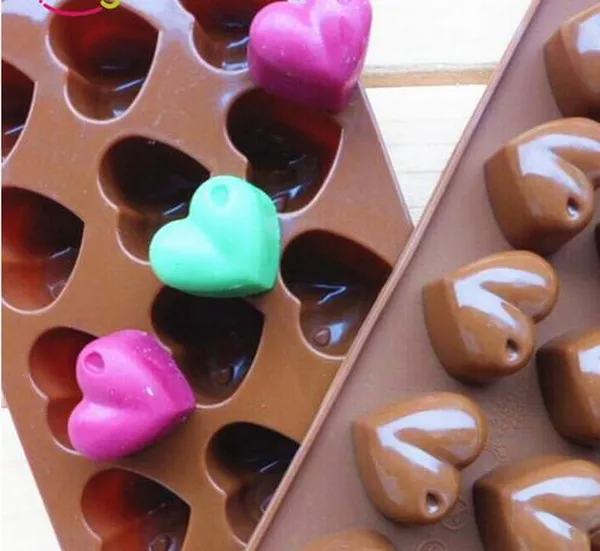 100 pezzi 15 fori a forma di cuore stampo cioccolato decorazione torta in silicone fai da te9542218