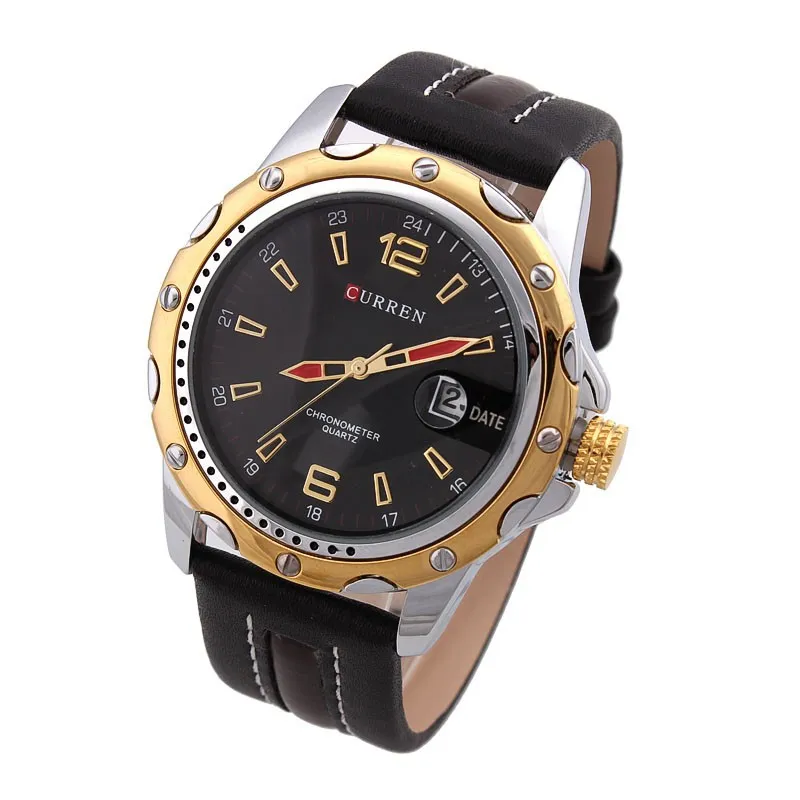 2017 Nowy Sport Watch Curren 8104 Analogowy Steel Case Hardlex dla męskiego Wristwatch Kolarstwo Auto Data Kwarcowy Ruch Relogio Masculino Dropship