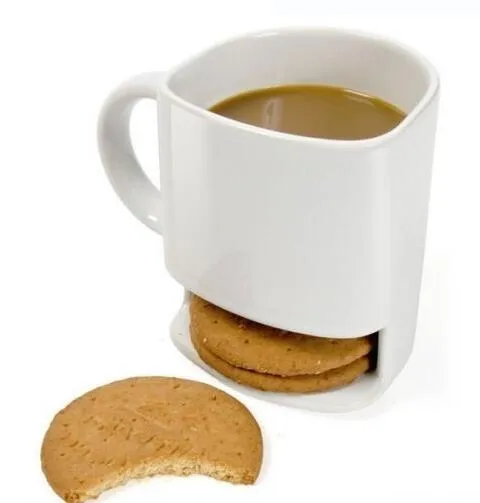 Ceramic Mug Coffee Biscuits Milk Dessert Cup Tea Cups Bottom Storage for Cookie Biscuits Pockets Holder For Home Office