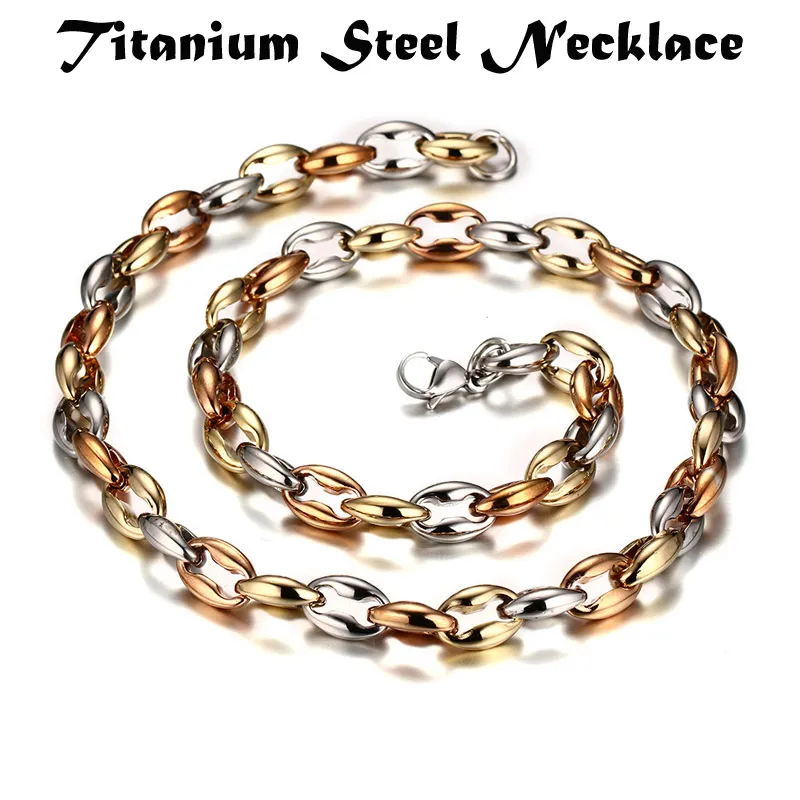 Overdreven heren sieraden punk joyas titanium staal hoge gepolijste mannen mode kettingen grote ketting goud zilver rose gemengde kleuren 56cm * 1 cm