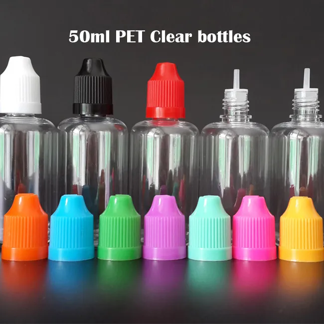 Cheapest E liquid bottle 5ml 10ml 15ml 20ml 30ml 50ml PET Empty Plastic Dropper Bottle with Colorful Childproof Caps Long Thin dropper Tips