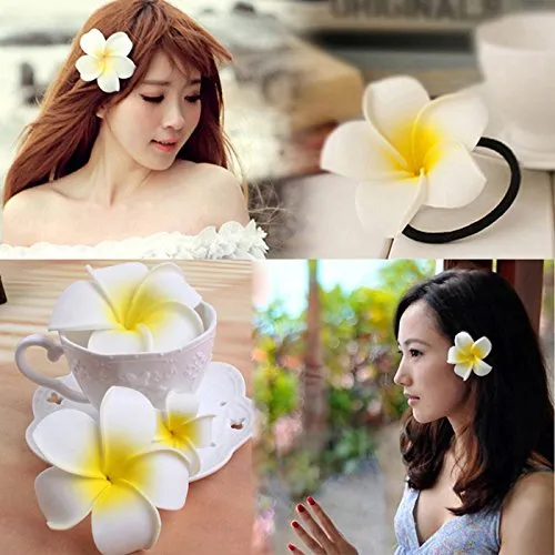 Nuevo al por mayor Frangipani Bandas para el cabello Espuma Hawaiian Plumeria Flor Diadema Banda Elástica Cuerda de pelo Cuerda de pelo Accesorios para el cabello /