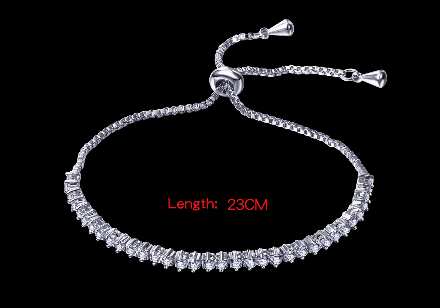 Adjustable Length size Bracelet 18K Gold Platinum plate with Cubic Zirconia size Bangle & Bracelet263d