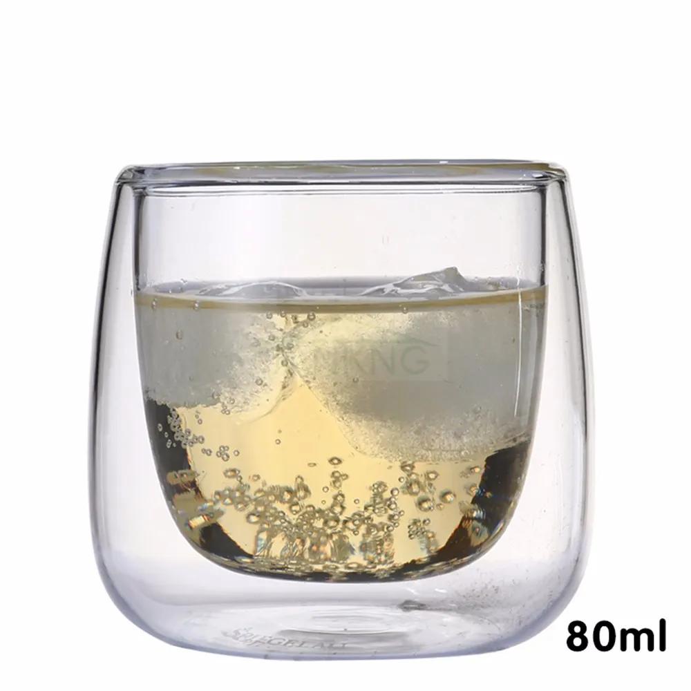 JANKNG Clear Handmade Heat Resistant Double Wall Glass Tea Drink Cup Healthy Drink Mug Coffee Cup Insulated Clear Glass