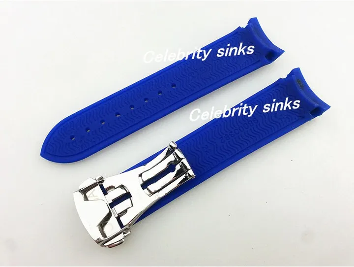 20 mm 18 mm buckle The new high-grade silicone rubber strap blue waterproof diving silver buckle strap For Omega Watch