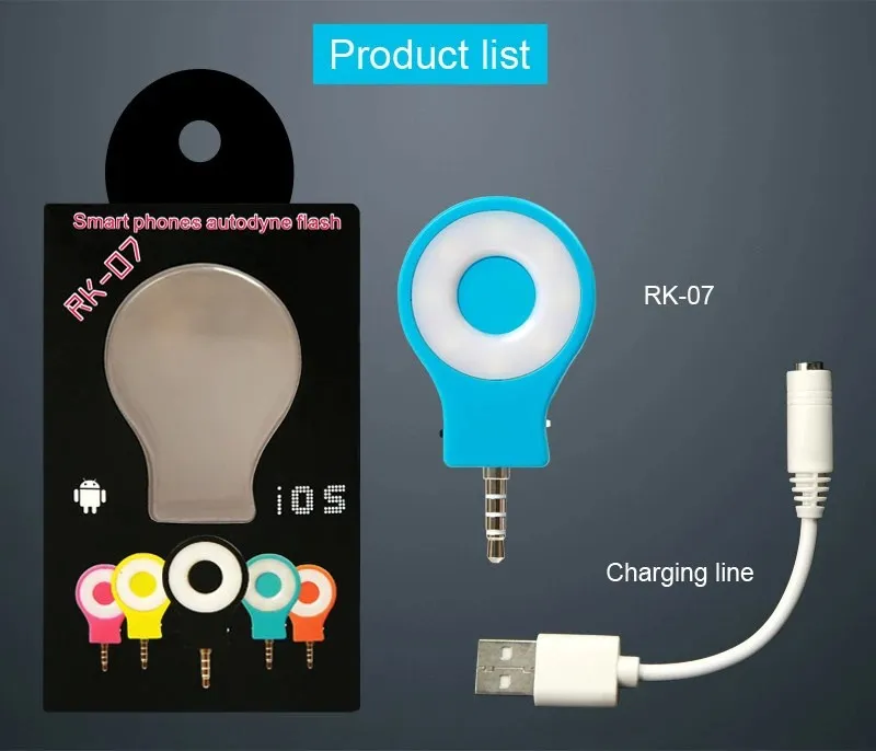 Venta al por mayor LED Selfie Flash Light RK07 para iPhone con teléfonos inteligentes iOS/Android flash autodino Noche usando lámpara intermitente de luz LED de relleno