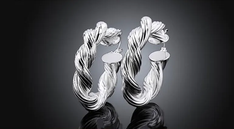 / smycken högkvalitativ plätering 925 sterling silver öronhopp örhängen mode gåvor 40mm hamp blommor hyperbole stor öronring