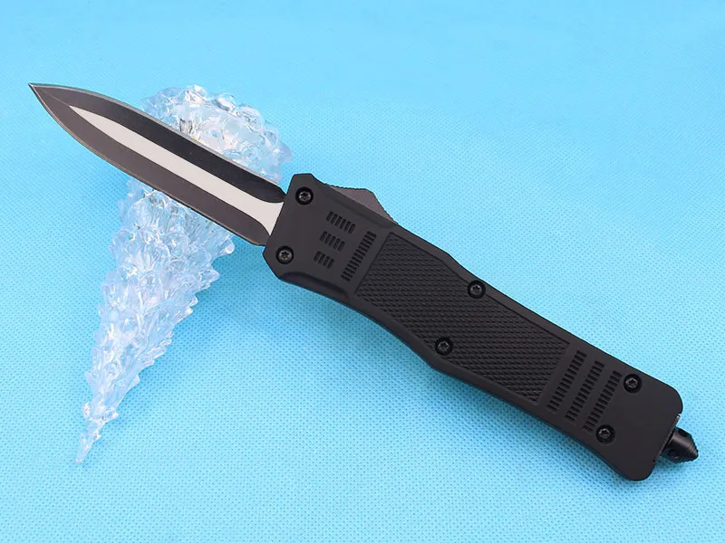 Top Qualität schwarz Automatisches taktisches Messer 440c-Stahlklinge Zn-al-Legierungsgriff mit Nylon-Tasche bieten verschiedene Griffe Farben und Klingenstile