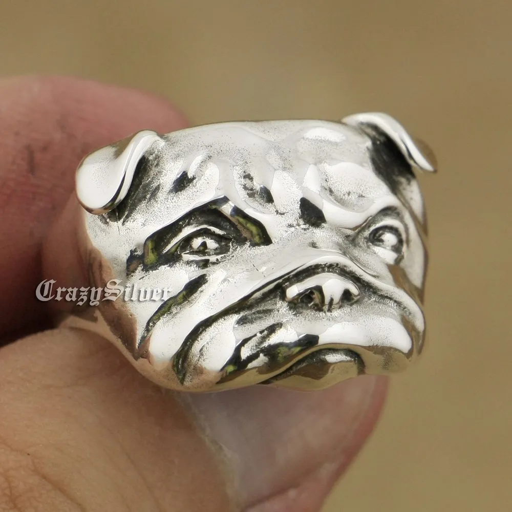 Linion 925 STERLING Gümüş Sevimli Shar Pei Charms Köpek Ring TA33 ABD Boyutu 7 - 156894072