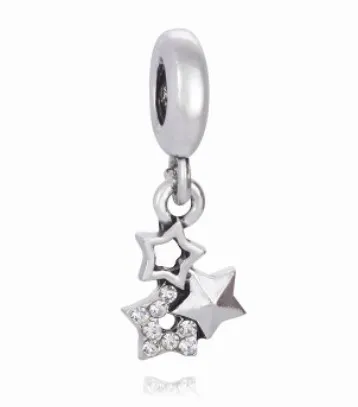 Подходит Pandora браслеты 30 шт. Кристалл звезды мотаться подвески бусины серебряные подвески бусины для оптовой Diy Европейский ожерелье ювелирные изделия аксессуары
