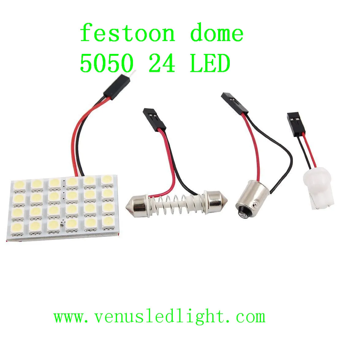 Lampadine Dome festone car led pannello interno luce 24smd 5050 luci di lettura automatica con T10 / BA9S / festone