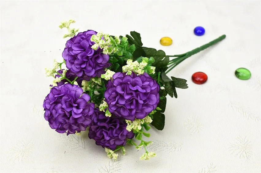10 Blumensträuße, künstliche handgefertigte Hortensien, 5 Köpfe, für Hochzeit, Zuhause, Brautstrauß-Dekoration